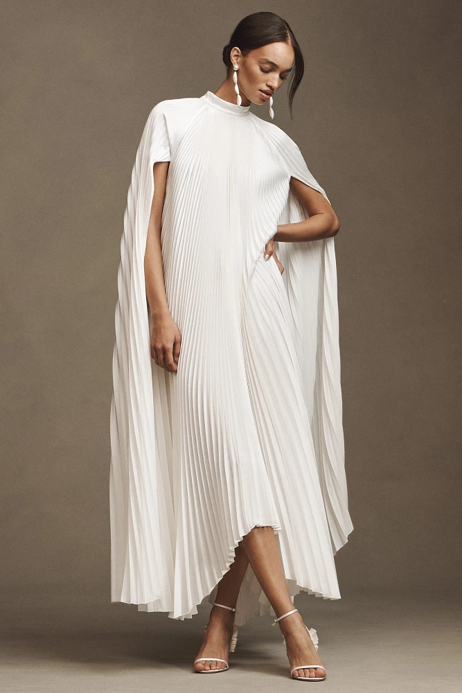 L'IDÉE Eiffel Cape Pleated Maxi Dress