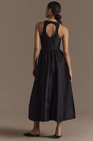 BHLDN Cora Halter Back-Cutout Fit & Flare Satin Midi Dress