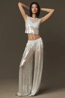 Norma Kamali Sleeveless Sequin Cropped Top