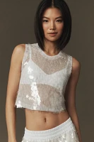 Norma Kamali Sleeveless Sequin Cropped Top