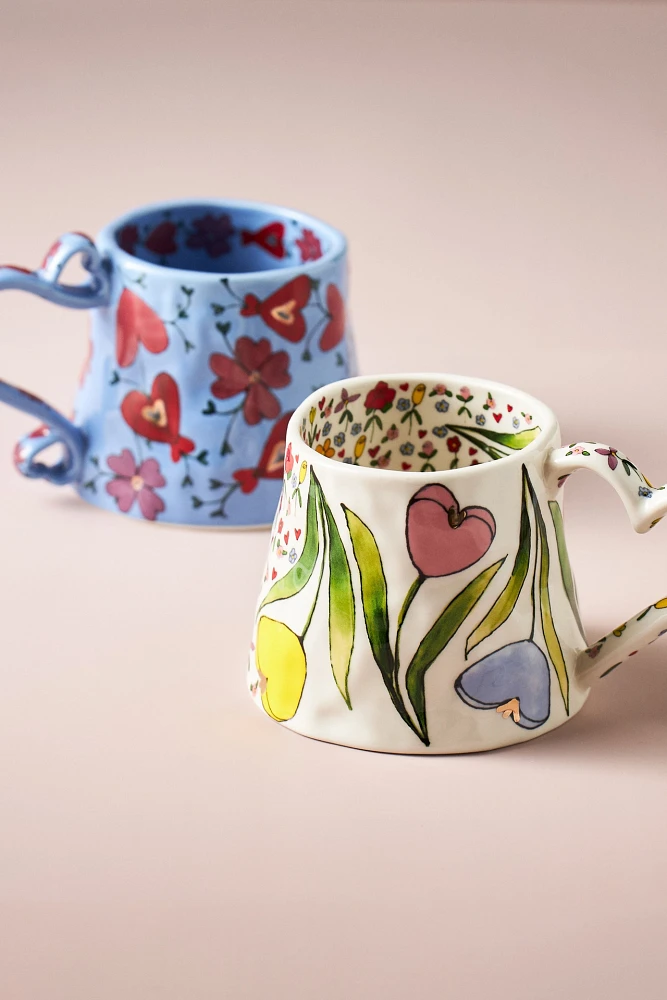 The Mud Fairy Blooming Hearts Stoneware Mug