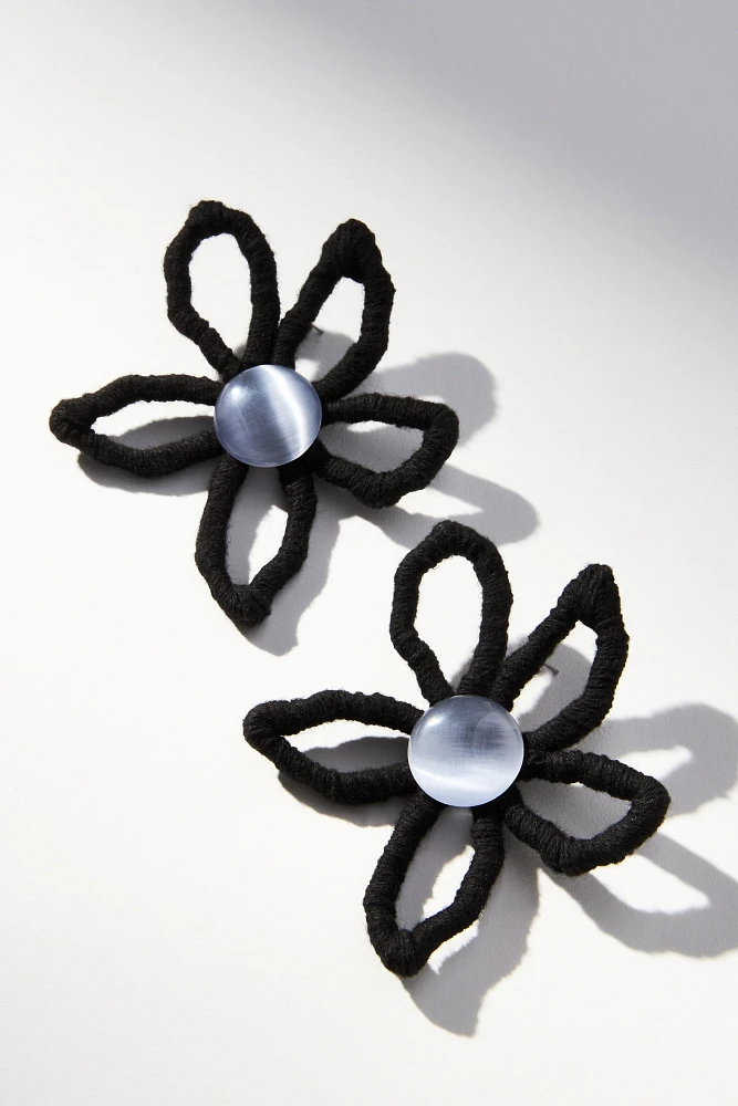 Pearl-Center Flower Earrings