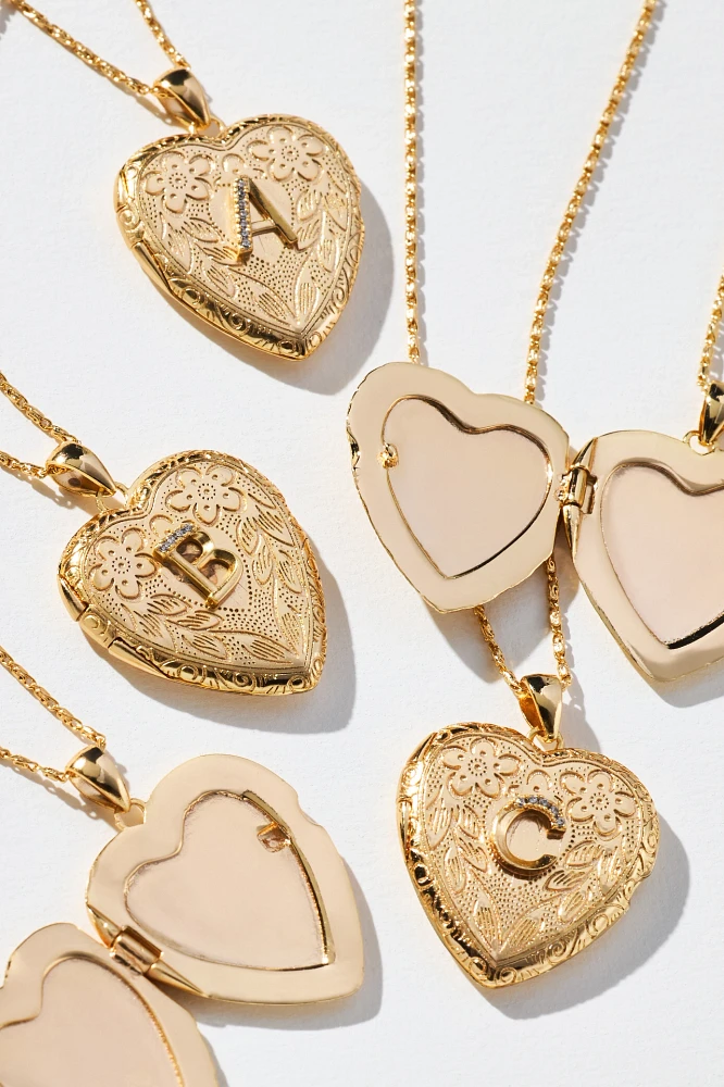 Monogram Heart Locket Necklace