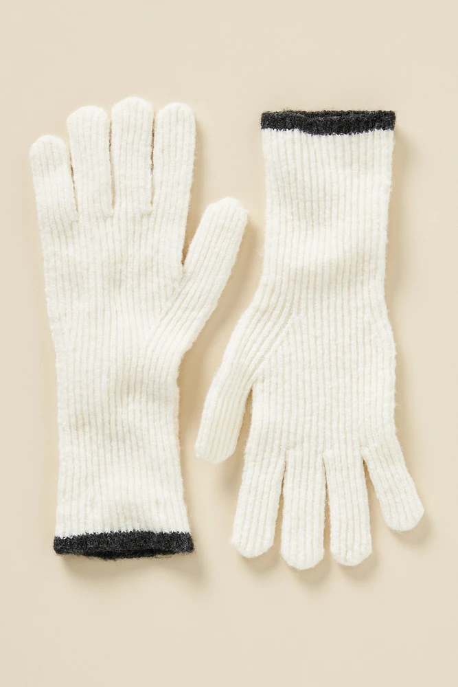 By Anthropologie Knit Colorblock Ribbed Gloves