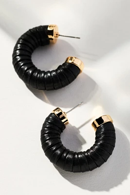 Faux-Leather Wrapped Hoop Earrings