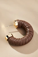 Faux-Leather Wrapped Hoop Earrings