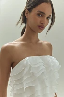 BHLDN Strapless A-Line Ruffled Mini Dress