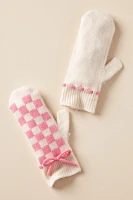 Damson Madder Fluffy Gingham Mittens