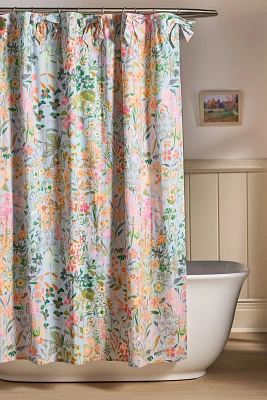 Lillian Bow-Printed Cotton Percale Shower Curtain