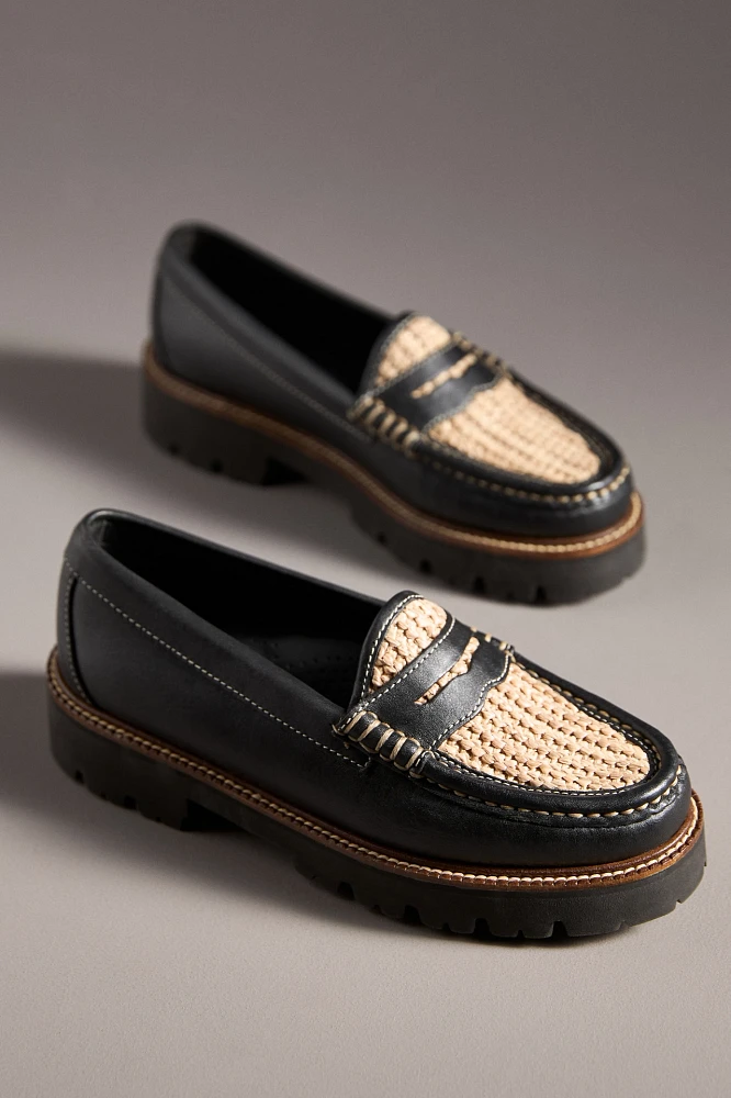 G.H.BASS Whitney Raffia Super Lug Loafers