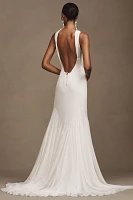 Besa Aree V-Neck Layered Chiffon Wedding Gown