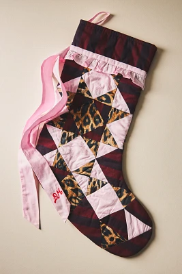 Damson Madder Patchwork Bow & Leopard Stocking