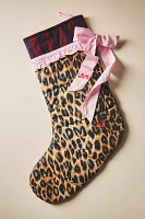 Damson Madder Patchwork Bow & Leopard Stocking