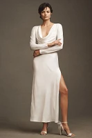 Significant Other Bianca Long-Sleeve Cowl-Neck Side-Slit Midi Dress