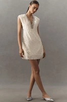 BHLDN Sleeveless Embellished Plunge Mini Dress