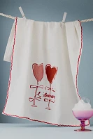 Valentine's Wine Glass Cotton Twill Dish Towel