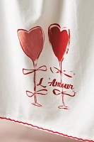 Valentine's Wine Glass Cotton Twill Dish Towel