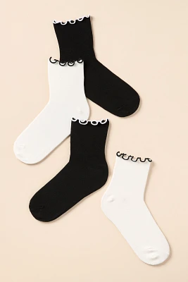 By Anthropologie Merino Ruffle Crew Socks, Set of 2