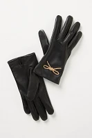 By Anthropologie Leather Bow Hardware Gloves