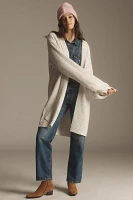 Flat White Popcorn Hooded Cardigan Sweater