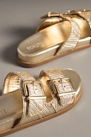 Schutz Lupita Metallic Buckle Slide Sandals