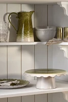 Ruffle Reactive Glaze Stoneware Cake Stand