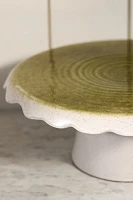 Ruffle Reactive Glaze Stoneware Cake Stand