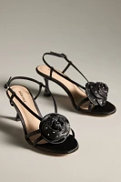 Lola Cruz 3D Gem Flower Slingback Heels