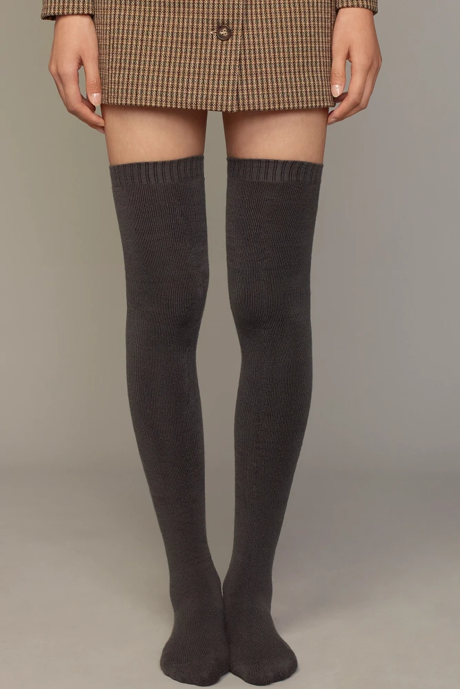 Lemon Plush Terry Knee-High Socks