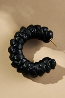 Scrunched Faux-Leather Hoop Earrings