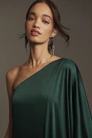 BHLDN Tiana One-Shoulder Satin Maxi Dress