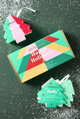 Spongellé Holiday Trees Body Wash Infused Buffers Gift Set