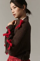 The Alicia 3D Bow Cropped Cardigan Sweater by Maeve