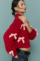 The Alicia 3D Bow Cropped Cardigan Sweater by Maeve