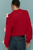 The Alicia 3D Bow Cropped Cardigan Sweater by Maeve