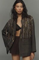 By Anthropologie Embellished Fringe Bomber Jacket