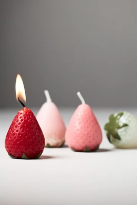 Strawberry Shaped Wax Candles, Set of 4