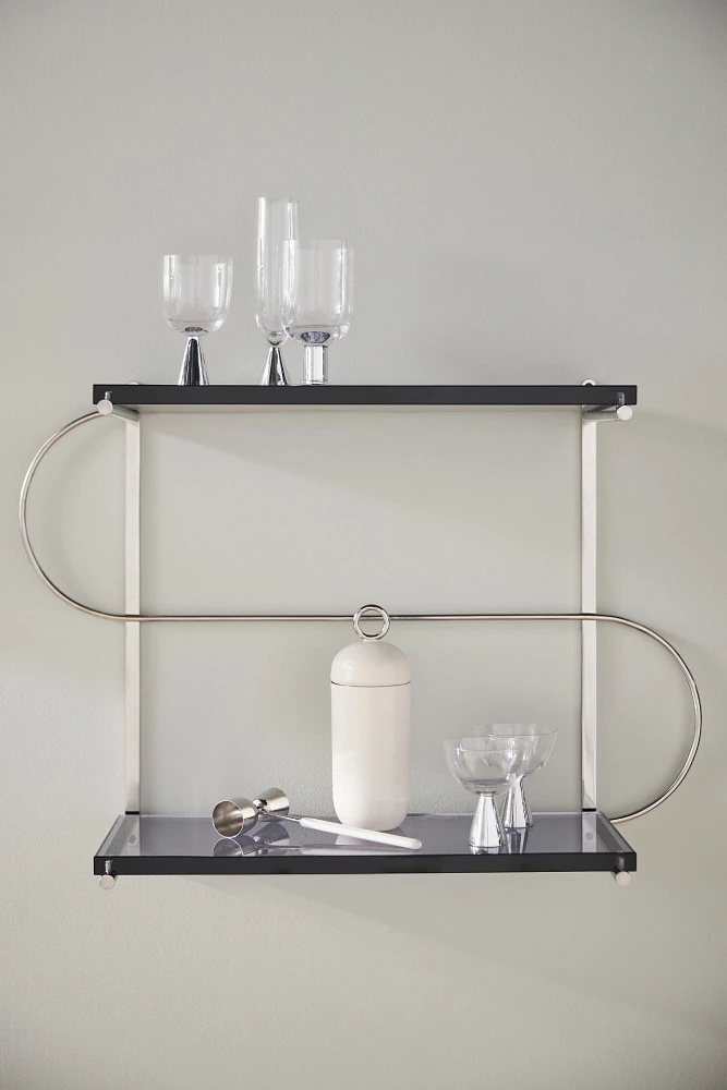 Milana Chrome and Acrylic Bar Shelf