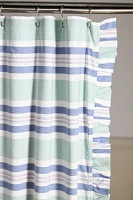 Mele Cotton Striped Ruffled Shower Curtain