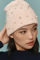 Maeve Embellished Pearl Brushed Beanie