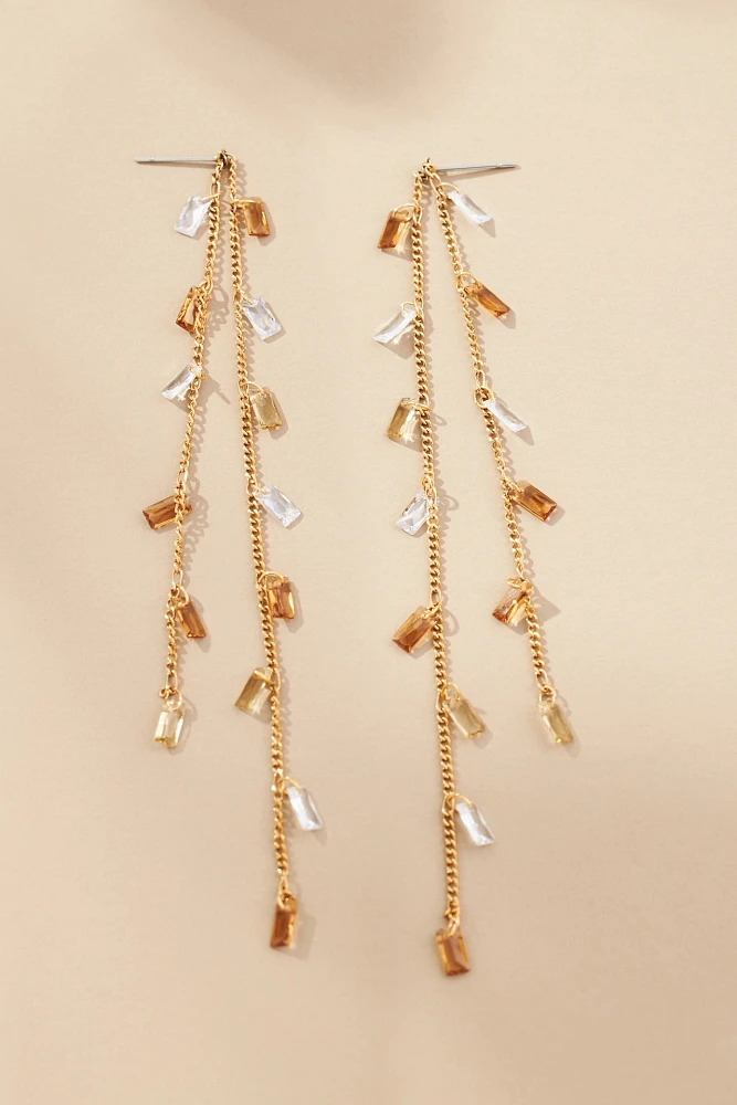 Beaded Baguette Dangle Earrings