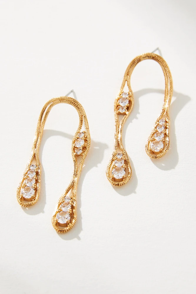 Wavy Crystal Drop Earrings