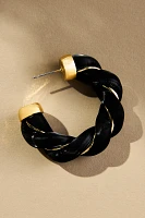 Faux-Leather Twist Hoop Earrings