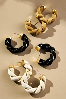 Faux-Leather Twist Hoop Earrings