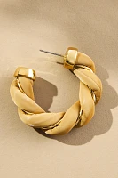 Faux-Leather Twist Hoop Earrings