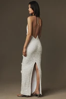 Helsi Brice Halter Sequin Column Maxi Dress