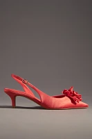 Maeve Floral Satin Slingback Heels