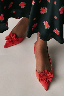 Maeve Floral Satin Slingback Heels