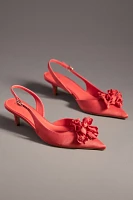 Maeve Floral Satin Slingback Heels