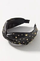 Studded Faux-Leather Twist Headband